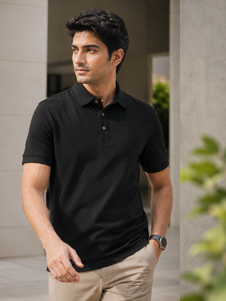 Bytom Knitted Cotton Polo Black For Men in Bangladesh
