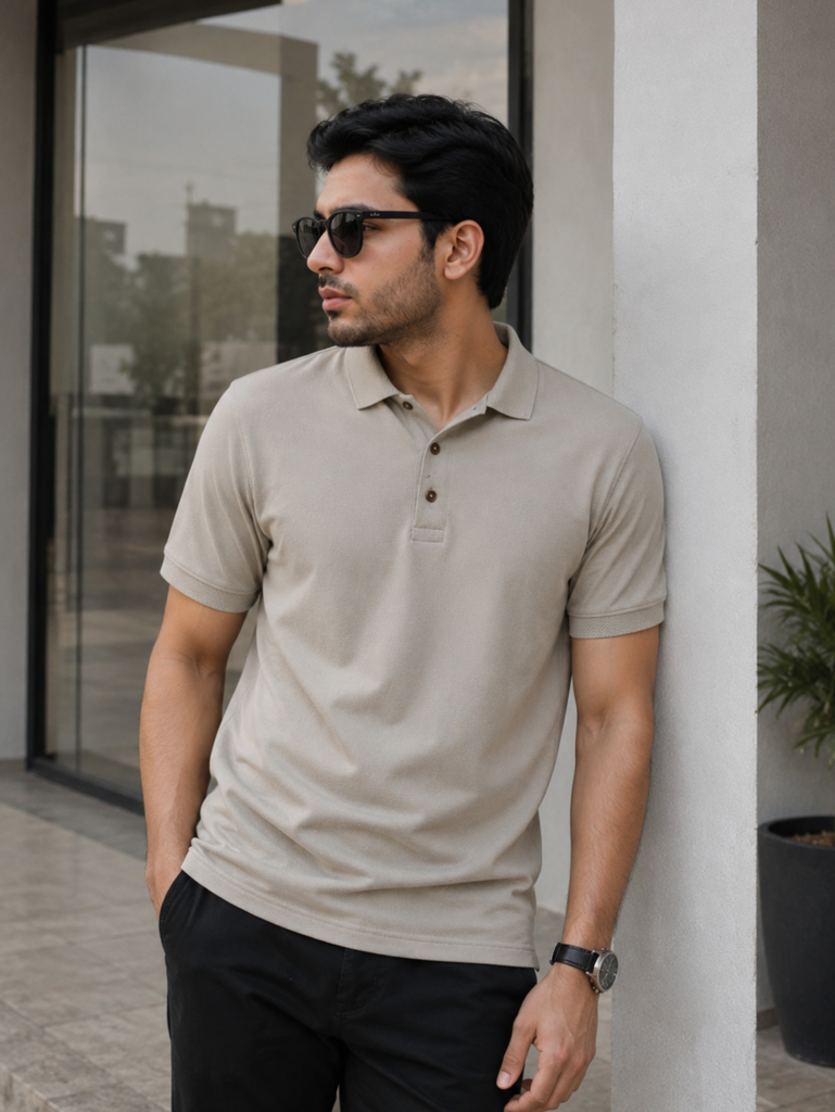 Bytom Knitted Cotton Polo Cream For Men in Bangladesh