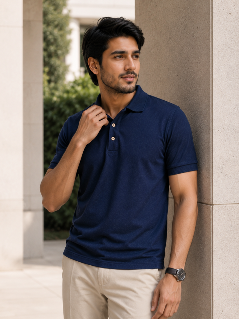 Bytom Knitted Cotton Polo Navy Blue For Men in Bangladesh