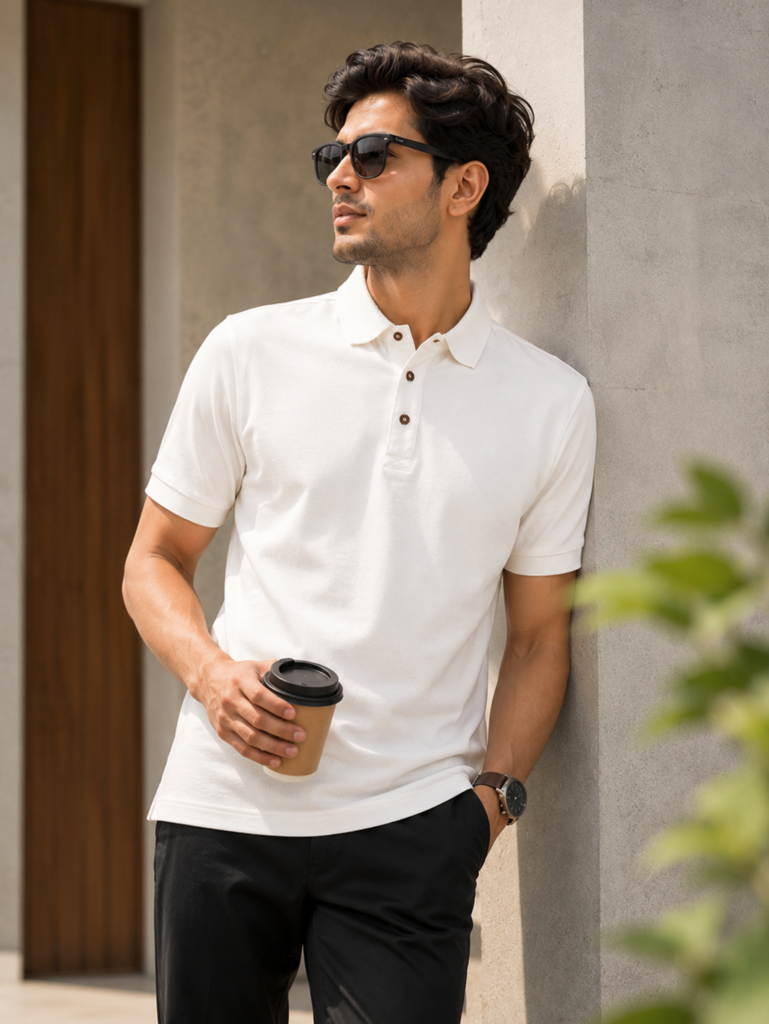 Bytom Knitted Cotton Polo White For Men in Bangladesh