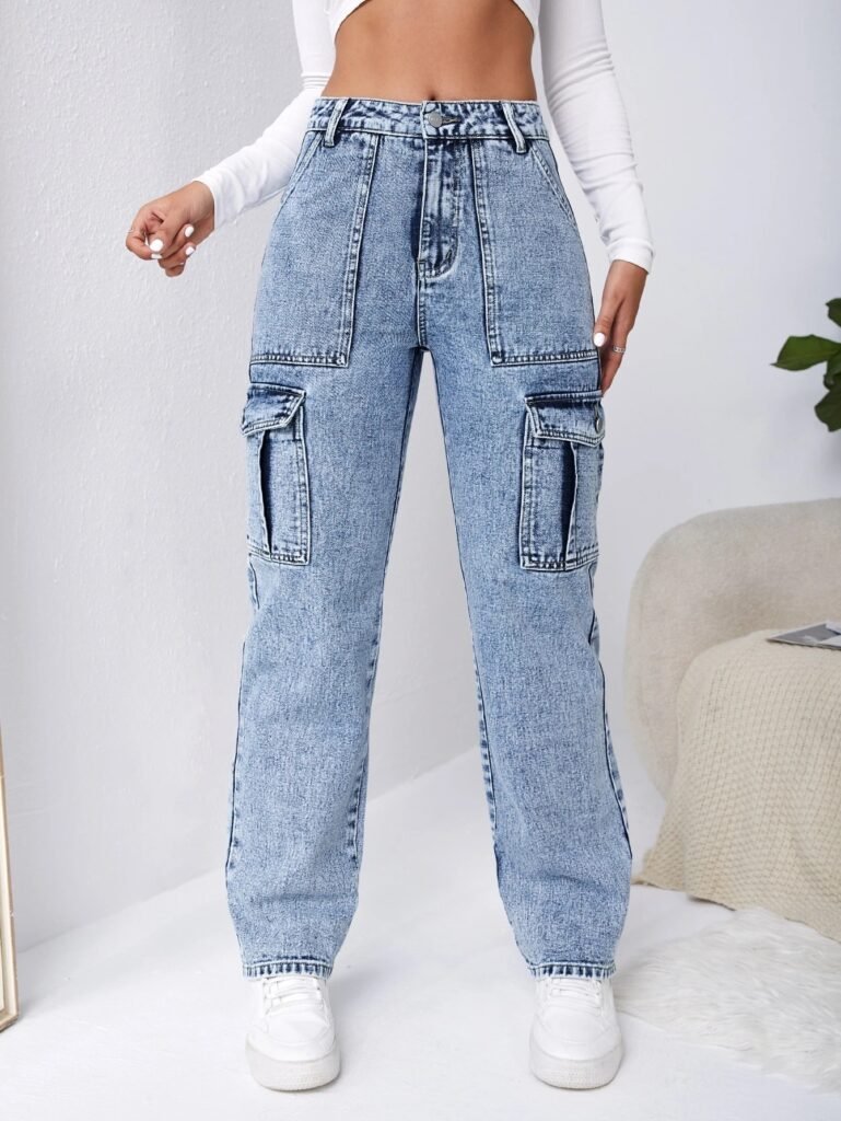 Mango Pocket cargo jeans for women in Bangladesh