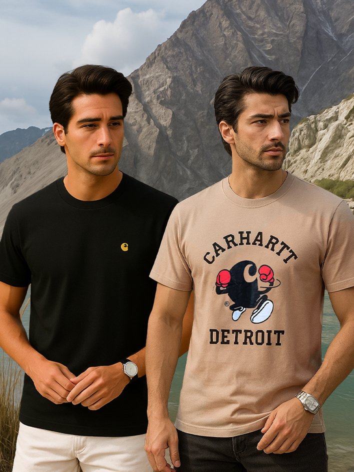 Carhatt Beige and Black Color T-shirt Combo
