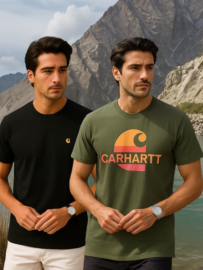 Carhatt Black and Olive Color T-shirt Combo
