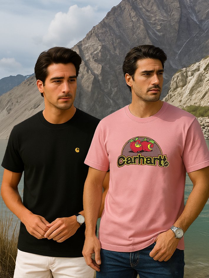 Carhatt Burnt Peach and Black Color T-shirt Combo