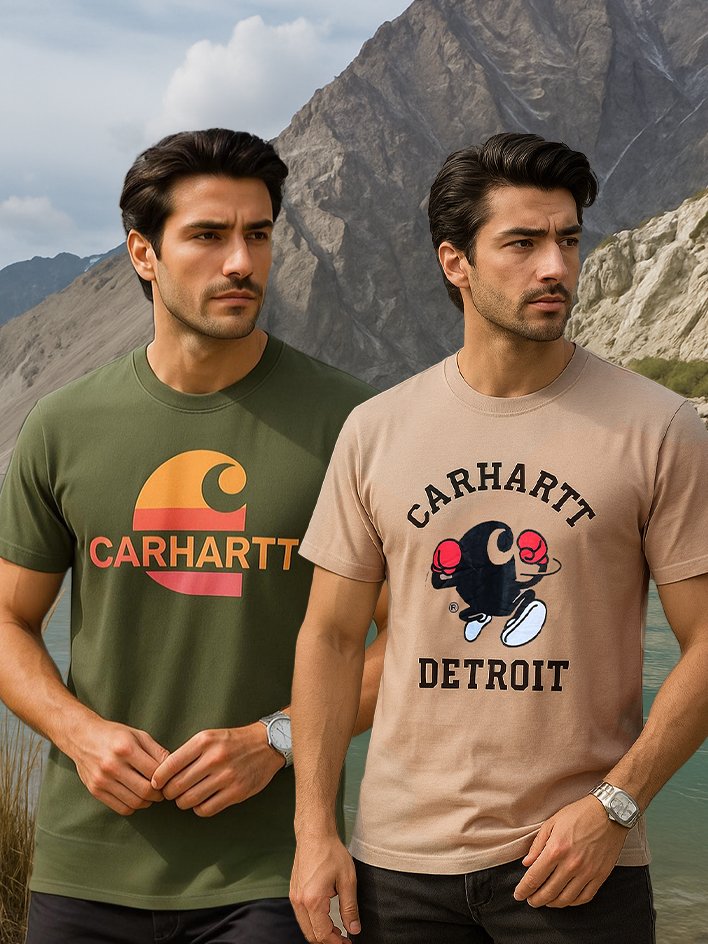 Carhatt Olive and Black Color T-shirt Combo