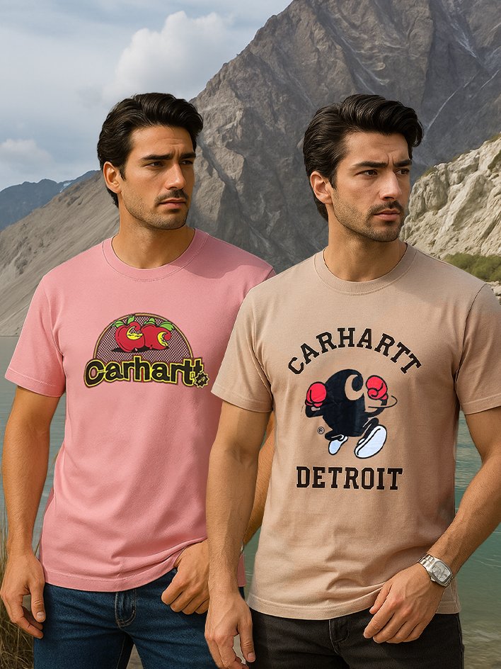 Carhatt Peach and Beige Color T-shirt Combo