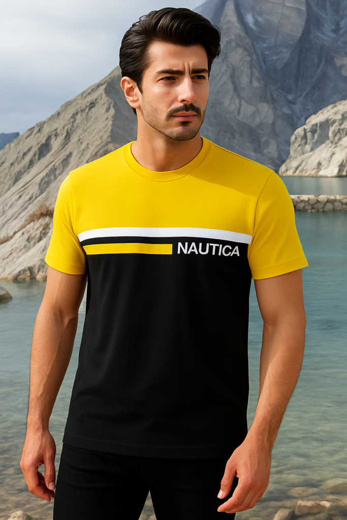 Original Nautica Yellow Black Mixed T-shirt in Bangladesh