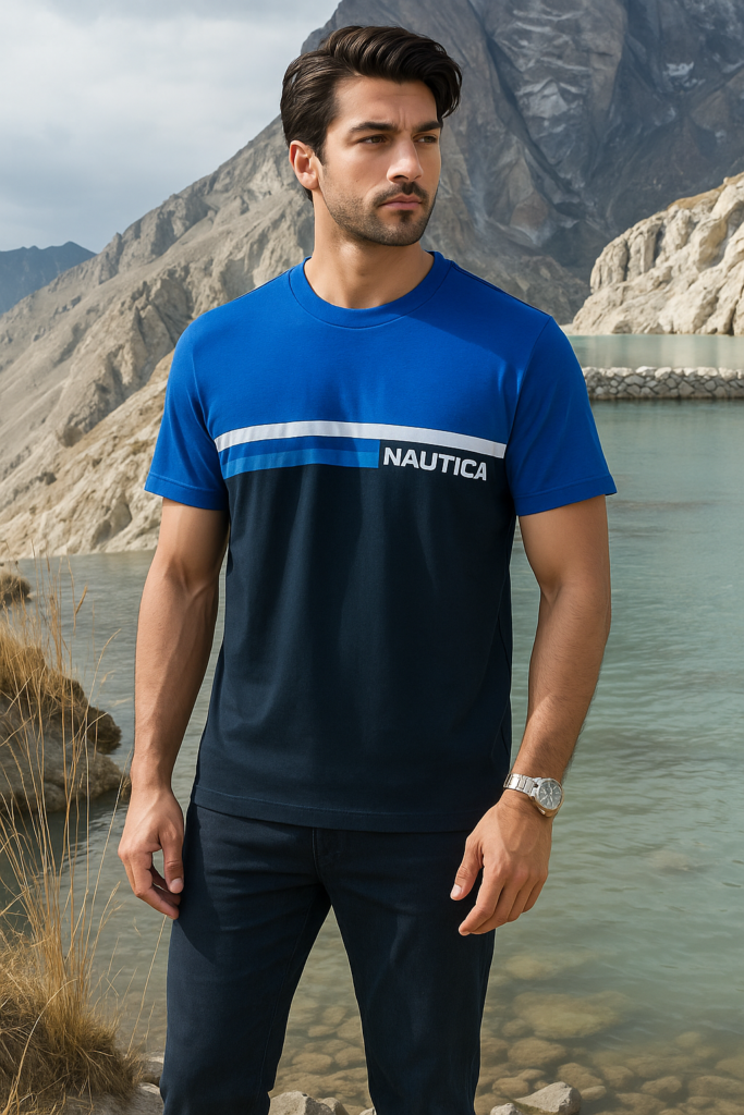 Original Nautica Blue Black Mixed T-shirt in Bangladesh