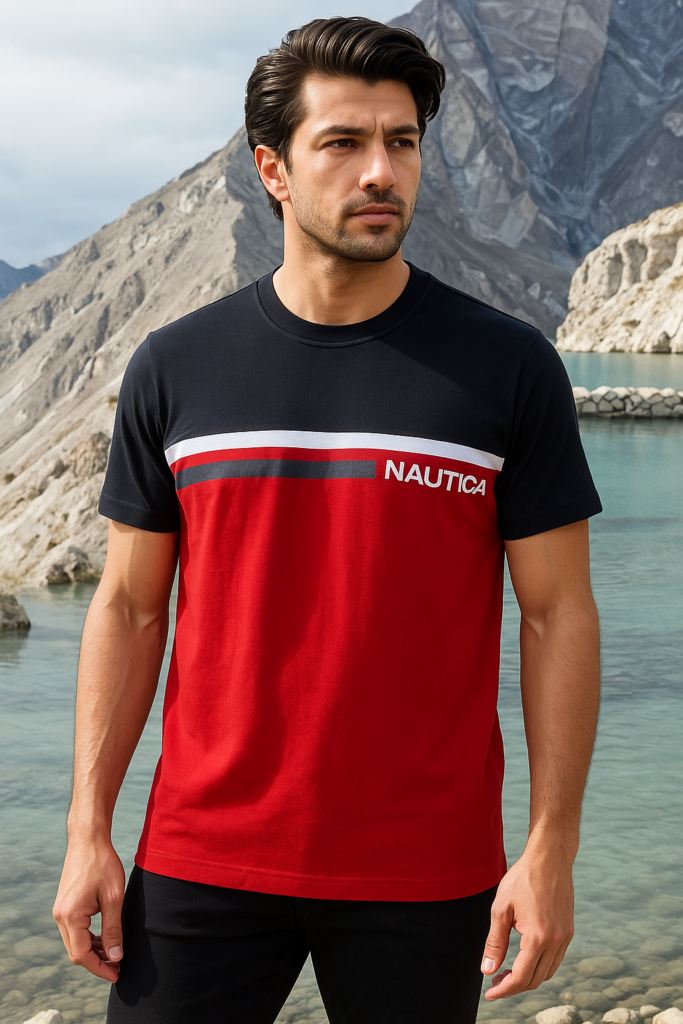 Original Nautica Black Red Mixed T-shirt in Bangladesh