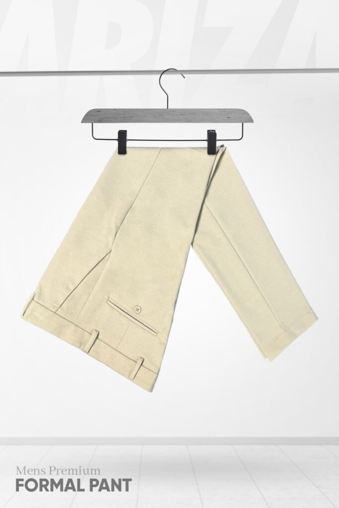 Knit Poly Cotton D.cream Color Slim Fit Mens Formal Pant in Bangladesh