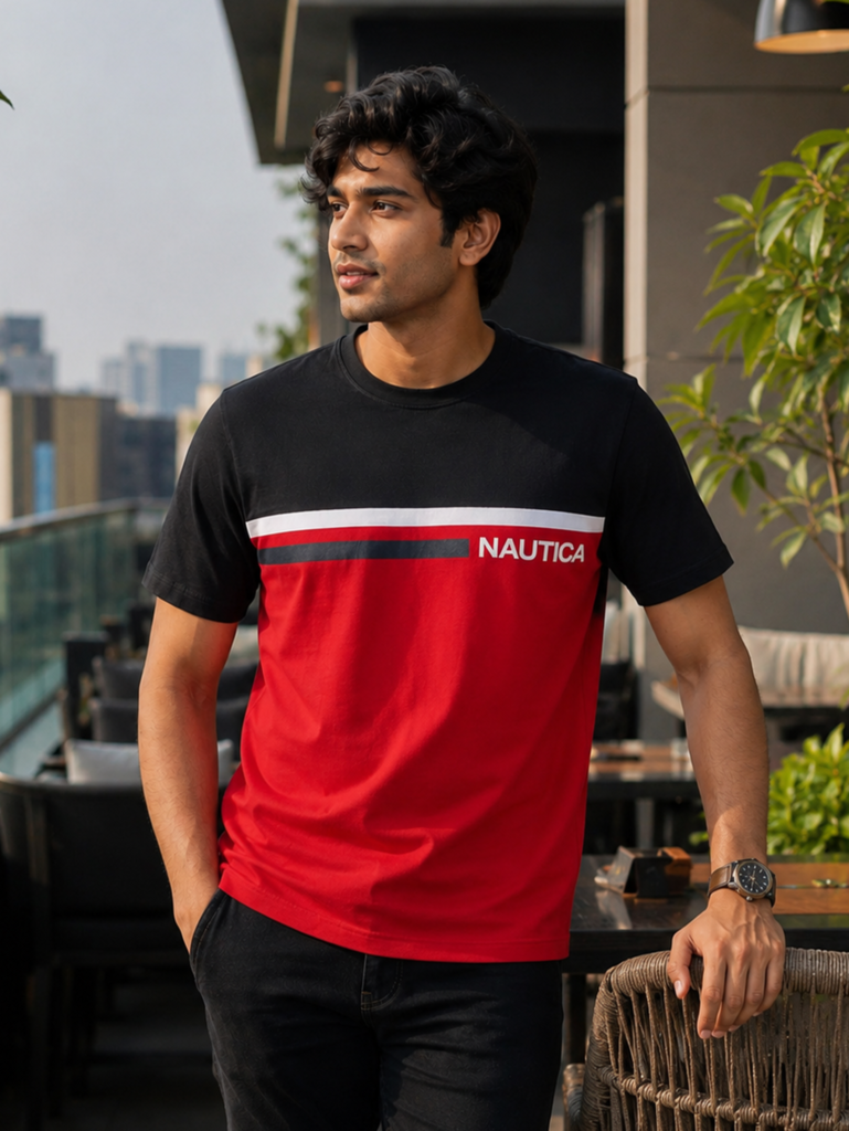 Original Nautica Black Red Mixed T-shirt in Bangladesh