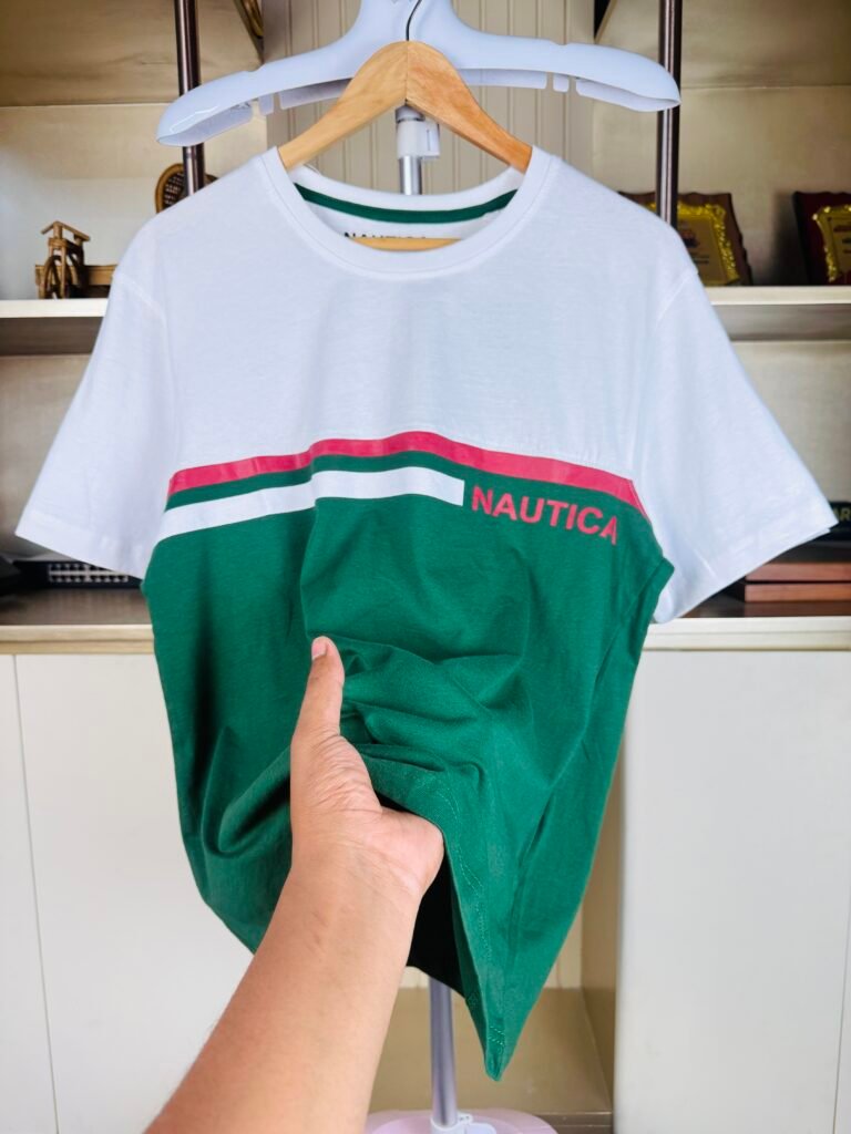 Original Nautica White Green Mixed T-shirt in Bangladesh