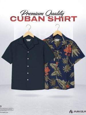 Cuban Half Shirt in Bangladesh–Blue & Floral Blue Combo Arizalife BD