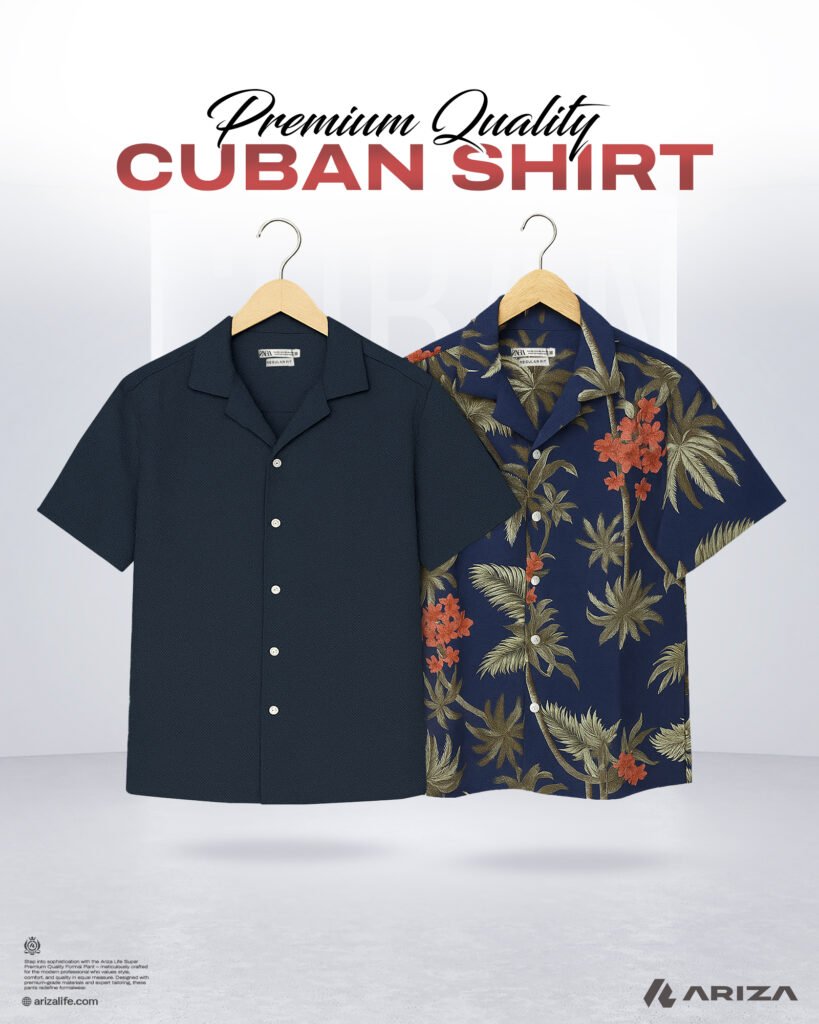 Cuban Half Shirt in Bangladesh–Blue & Floral Blue Combo Arizalife BD