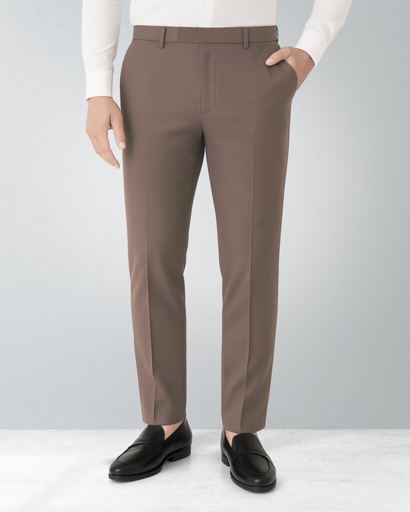 Knit Spandex Cotton L.Coffee Slim Fit Mens Formal Pant