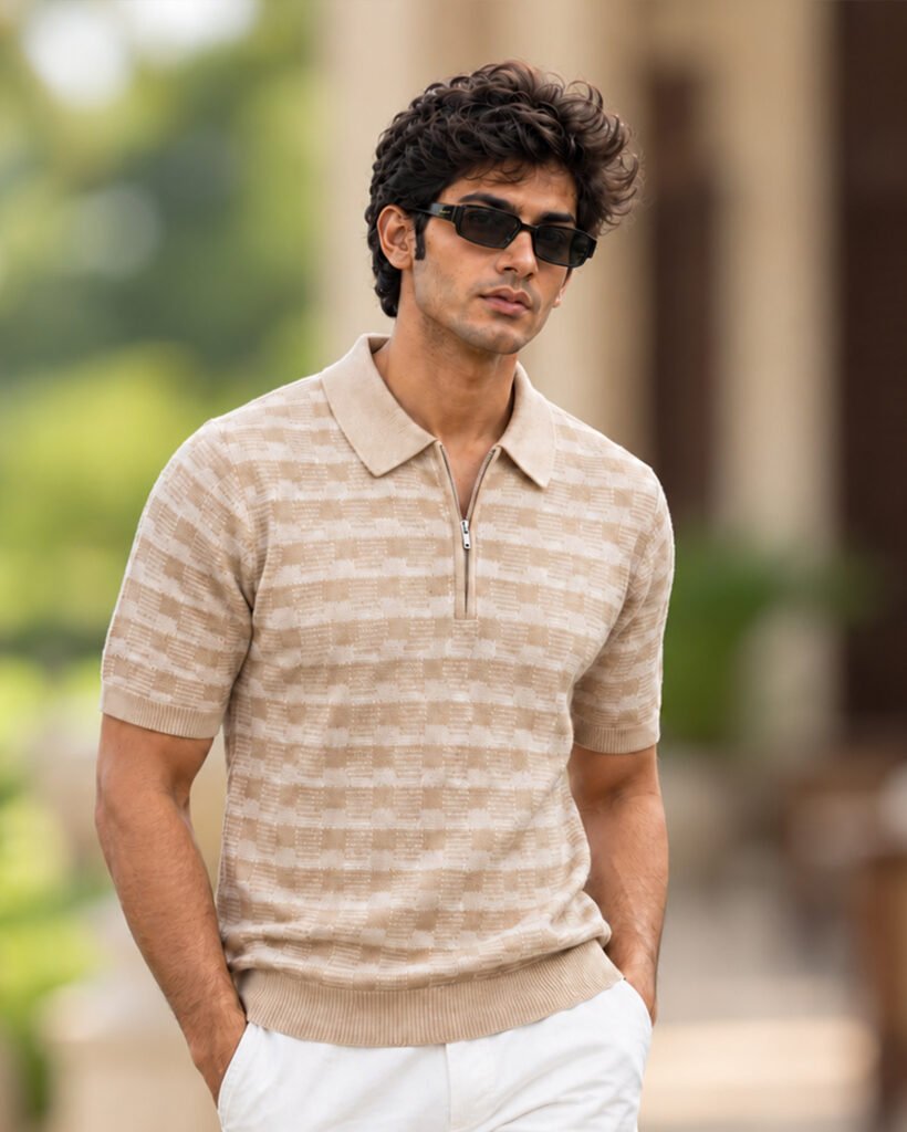 Sweater Knit Polo Shirt