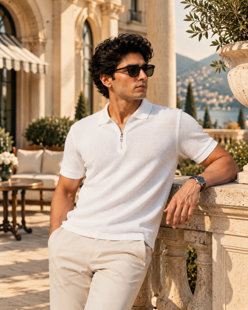 Boss Waffel Old money Polo - White Arizalife Mens polo