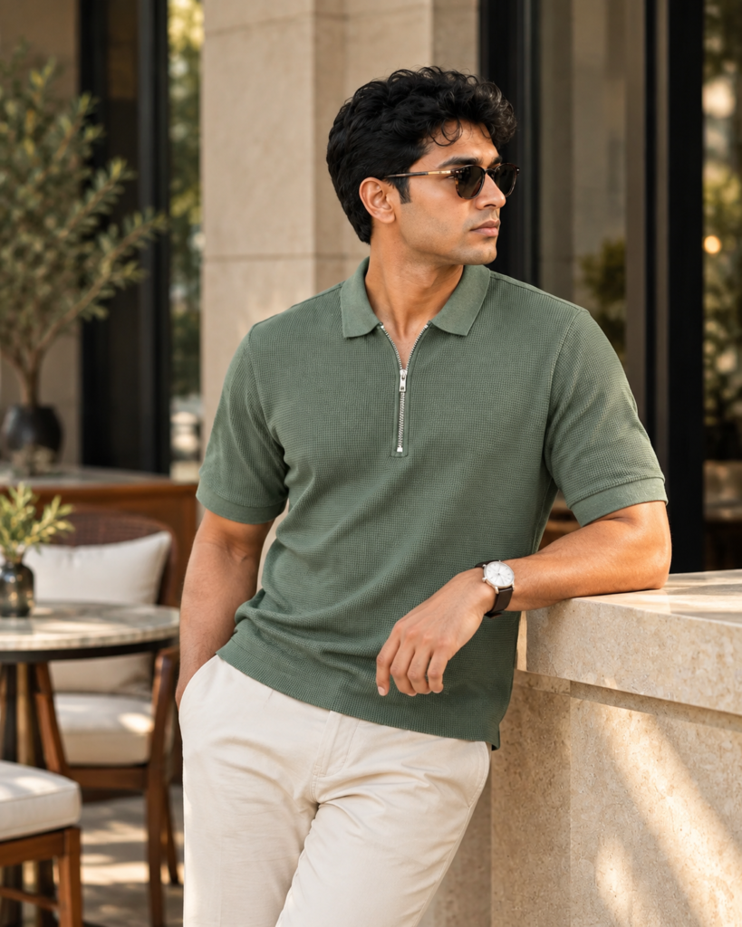 Boss Waffel Old money Polo – L.Olive | Arizalife| Mens polo