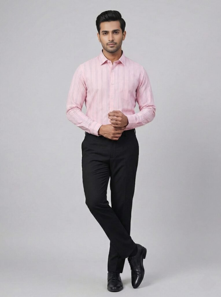 Arizalife Old Money Formal Shirt – Peach Stripe