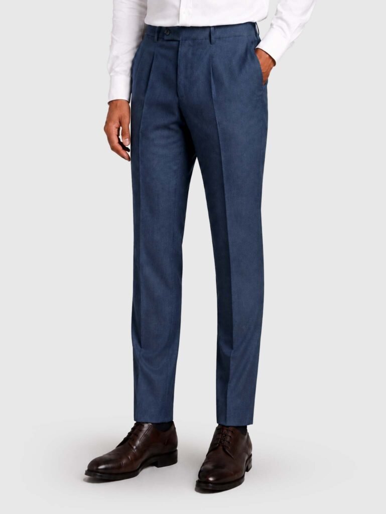 jacquard navy blue formal pant for men