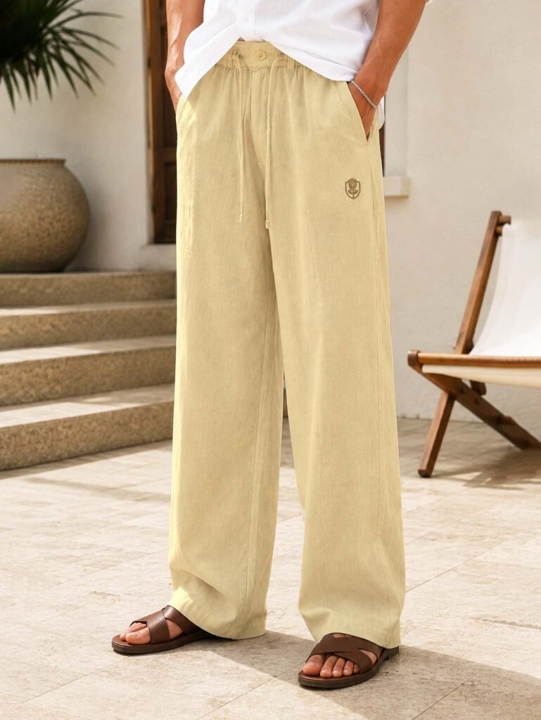 Beige Linen Summer Pant for Men