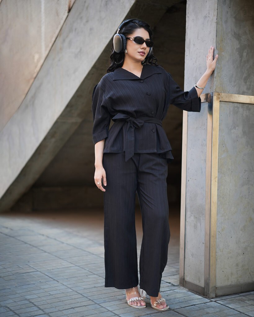 ARIZA Black Belted Women's Co-ord Set