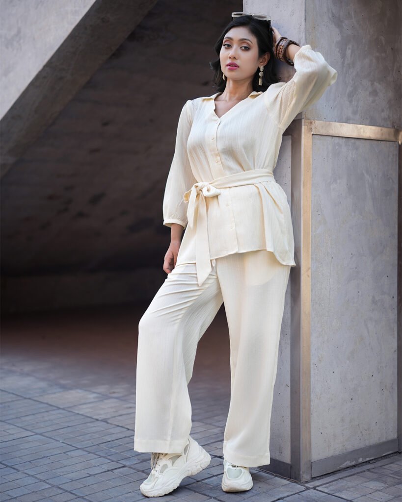ARIZA Ivory Belted Women's Co-ord Set