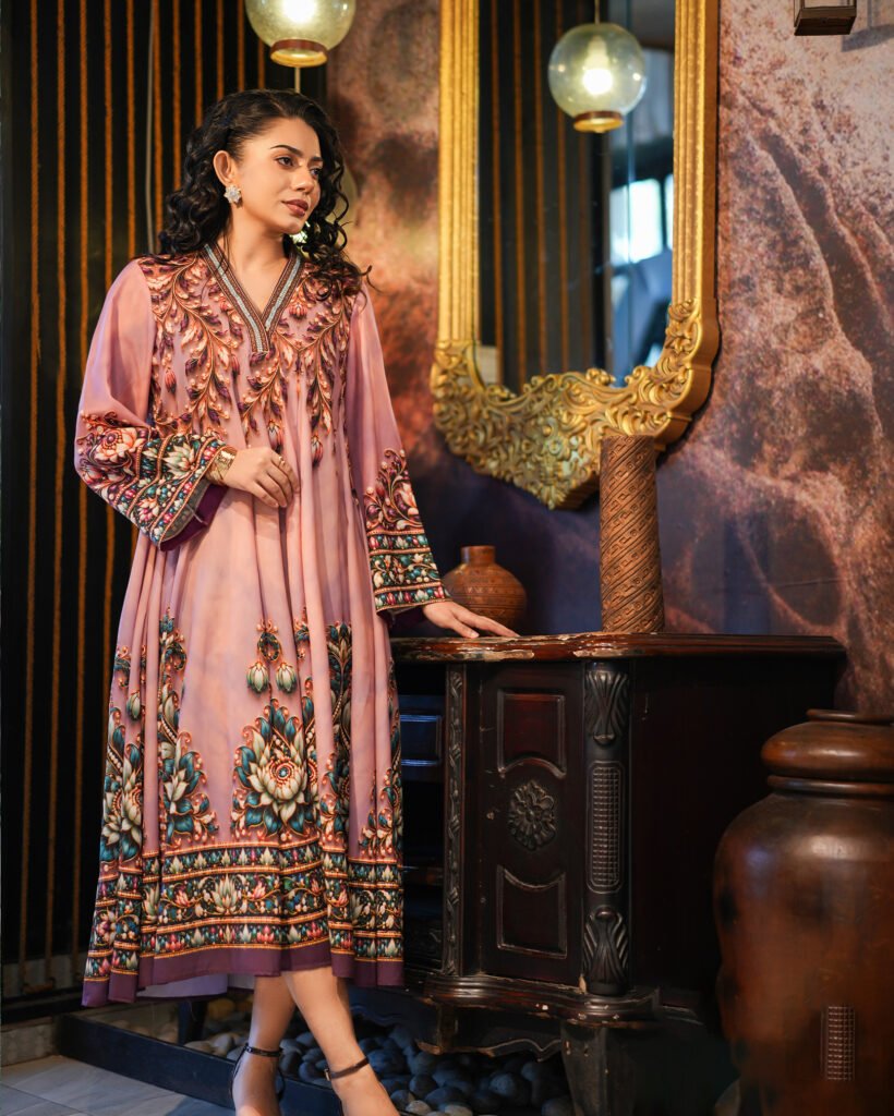 Women’s Floral Print Long Tunic – Dusty Rose | ARIZA